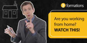 Image of video presenter Nicholas Campion in tweed suit with blue shirt and dark tie and video title 'Working from home? WATCH THIS' in black text on a yellow background.