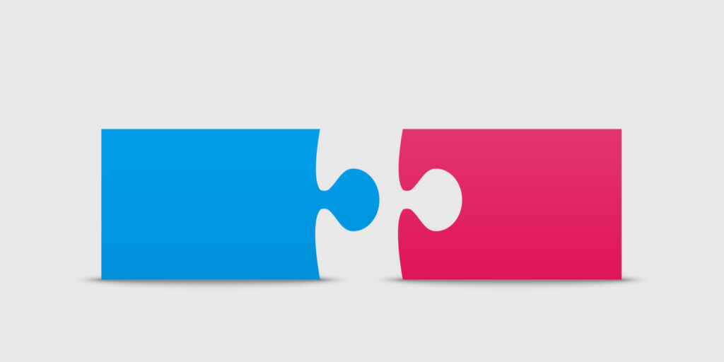 Blue puzzle piece and pink puzzle piece