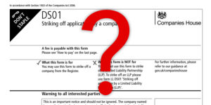 Picture of the DS01 form with a red question mark appearing on top