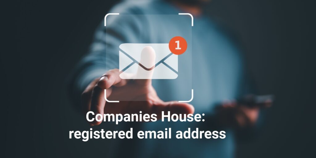 New email notification concept on virtual screen with the headline 'Companies House: registered email address.