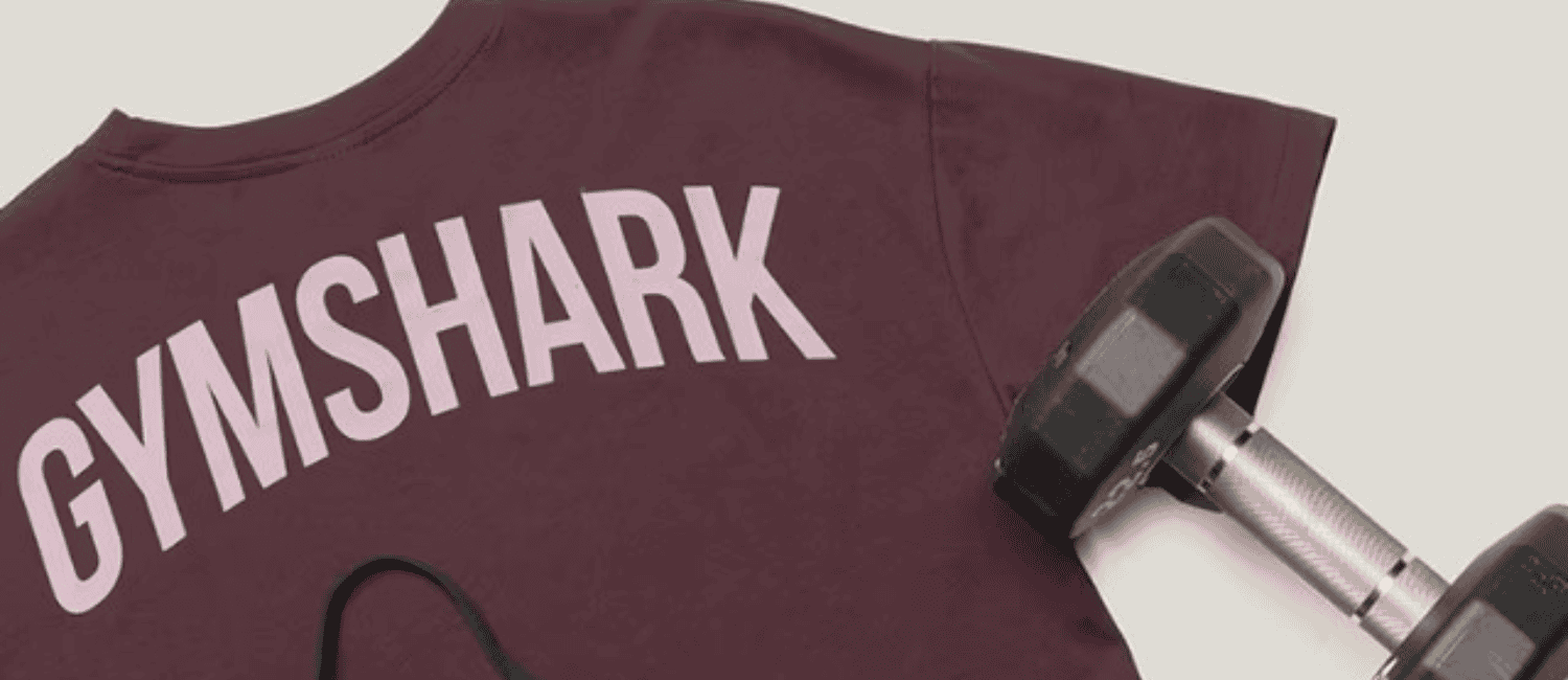 Burgundy GymShark t-shirt with dumbell.