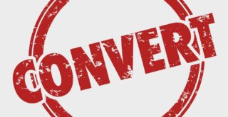 'CONVERT' logo stamped in red ink on white background.